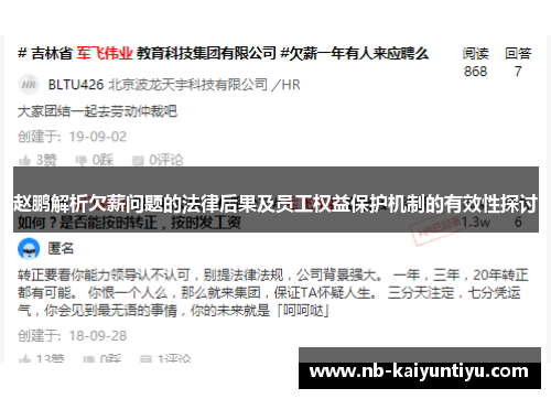 赵鹏解析欠薪问题的法律后果及员工权益保护机制的有效性探讨